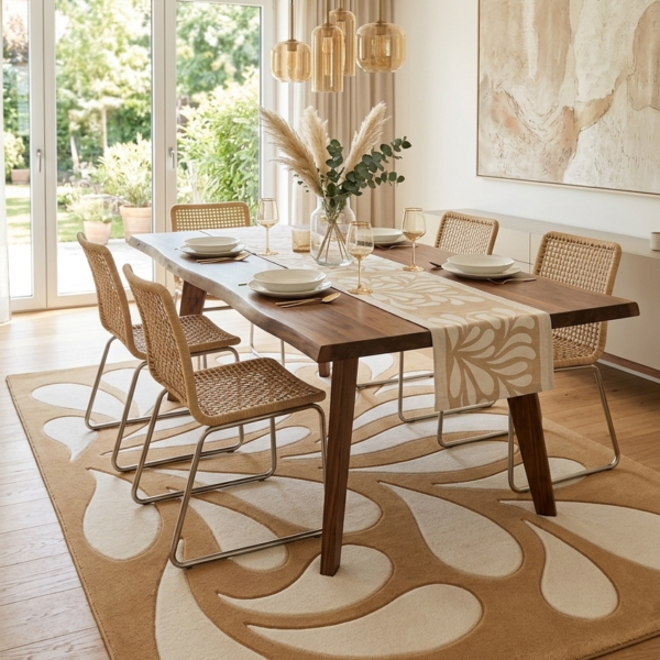 Abstract Beige & Ivory Organic Pattern Area Rug
