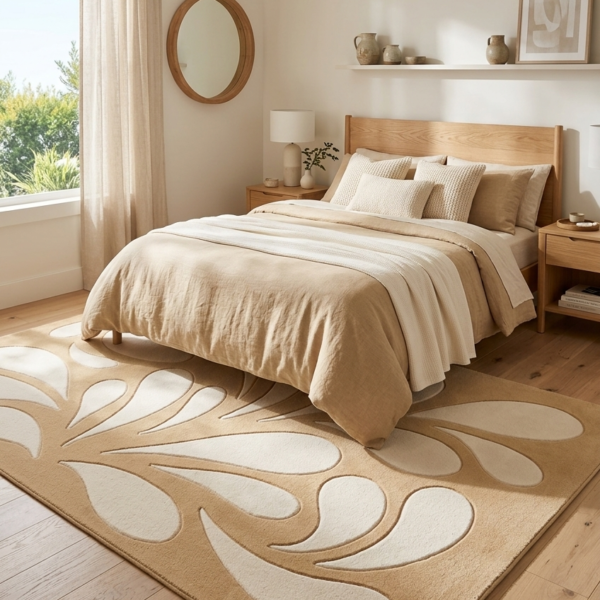 Abstract Beige & Ivory Organic Pattern Area Rug