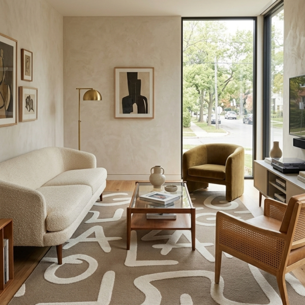 Abstract Letterform Hand Tufted Wool Rug