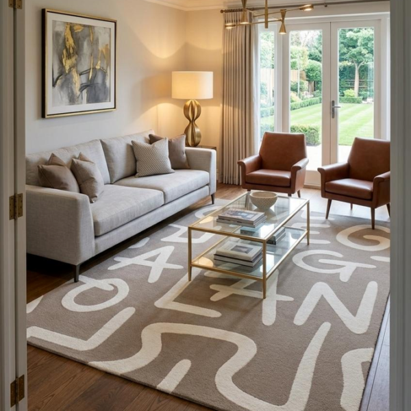 Abstract Letterform Hand Tufted Wool Rug