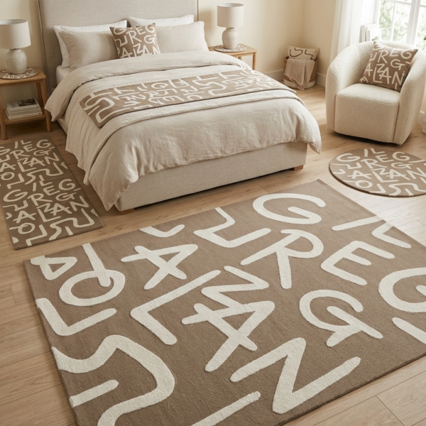 Abstract Letterform Hand Tufted Wool Rug