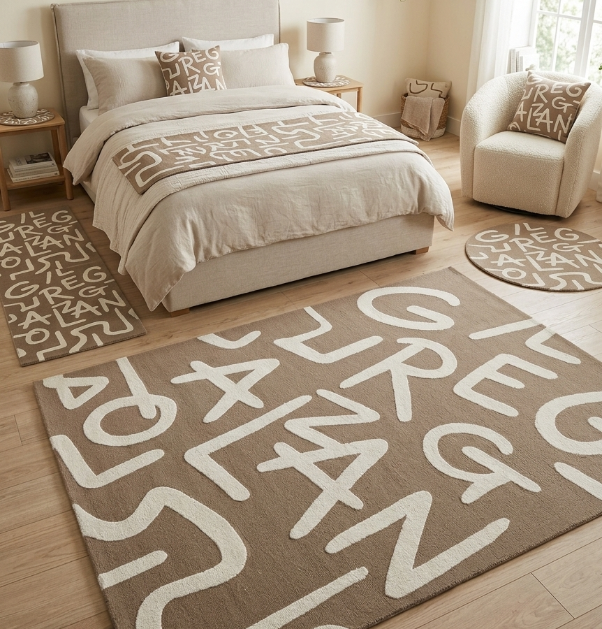 Abstract Letterform Hand Tufted Wool Rug