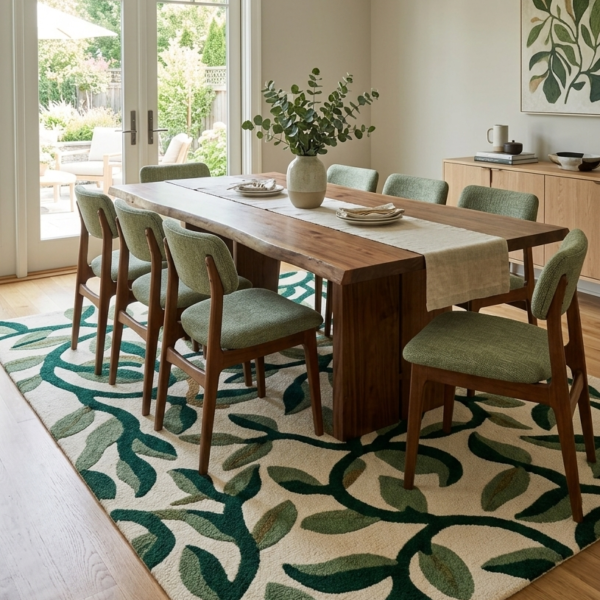 Botanical Vine Green Area Rug