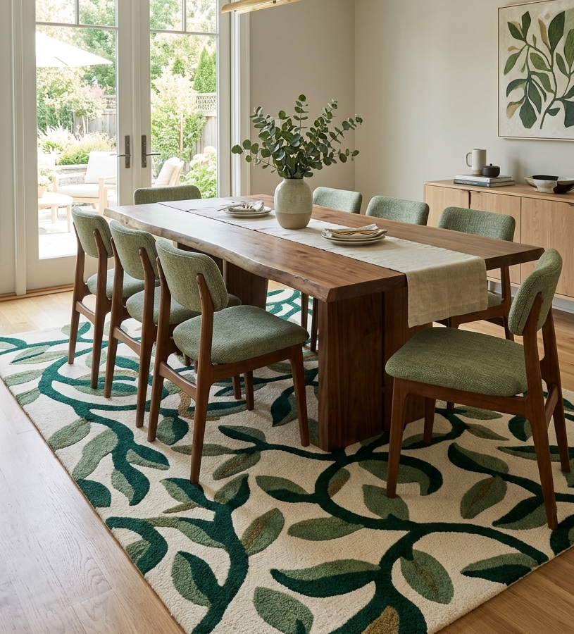 Botanical Vine Green Area Rug