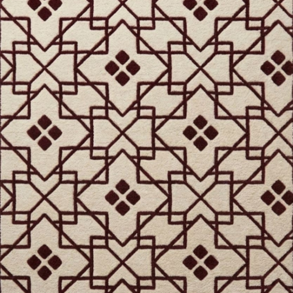 Burgundy Lattice Hand Tufted Wool Rug