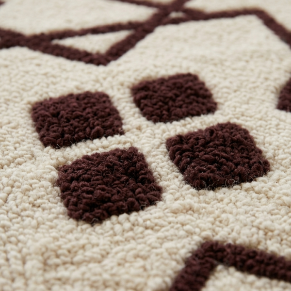 Burgundy Lattice Hand Tufted Wool Rug