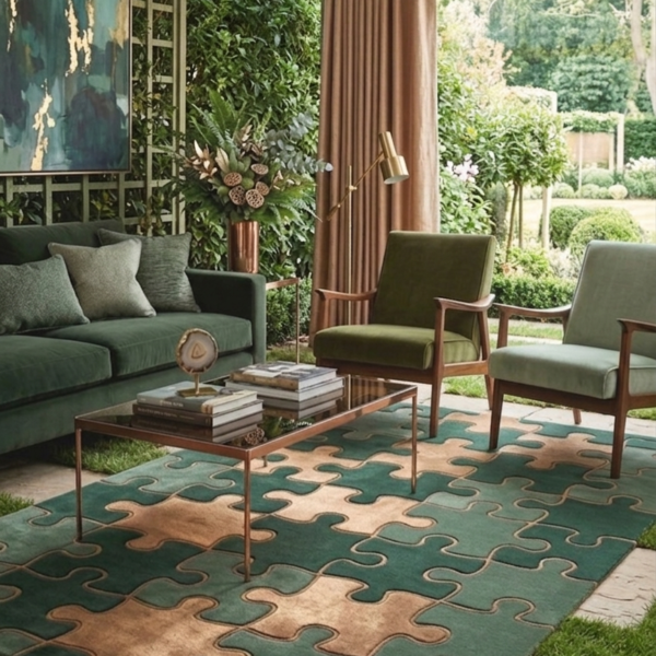 Emerald Puzzle Hand Tufted Wool Rug