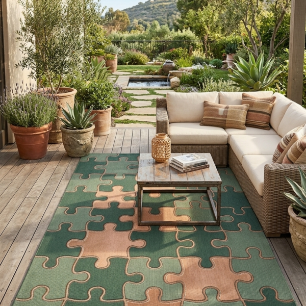 Emerald Puzzle Hand Tufted Wool Rug