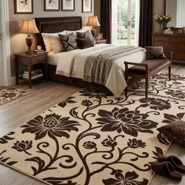 Floral Beige & Brown Area Rug