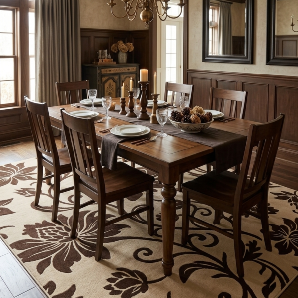 Floral Beige & Brown Area Rug