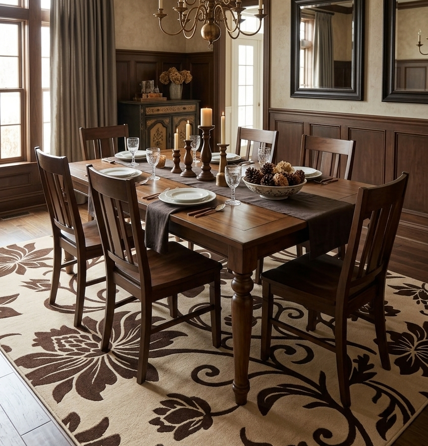 Floral Beige & Brown Area Rug