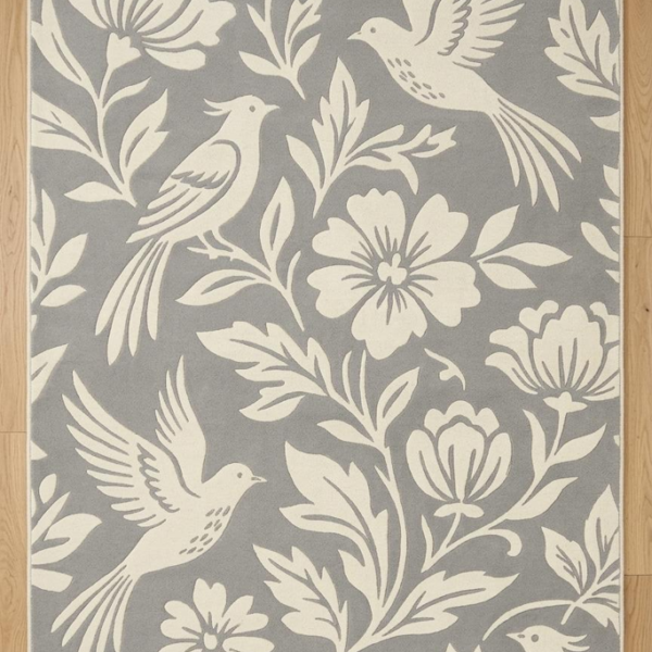 Floral & Bird Pattern Area Rug