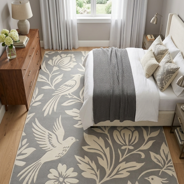 Floral & Bird Pattern Area Rug