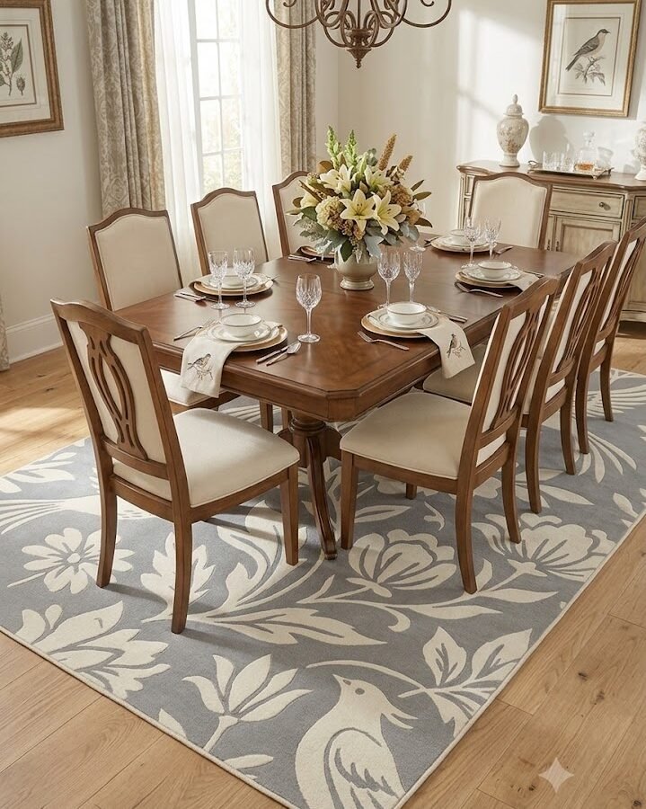 Floral & Bird Pattern Area Rug