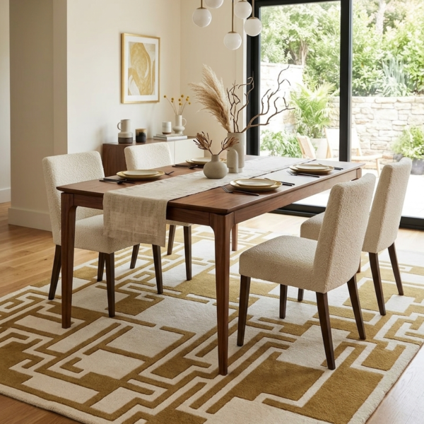 Geometric Abstract Beige & Ivory Area Rug