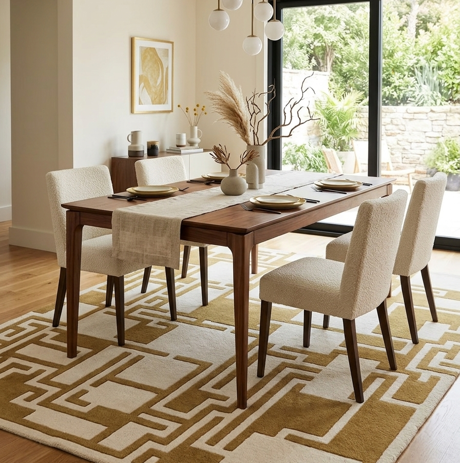 Geometric Abstract Beige & Ivory Area Rug