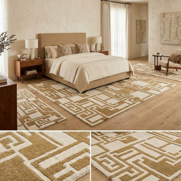 Geometric Abstract Beige & Ivory Area Rug
