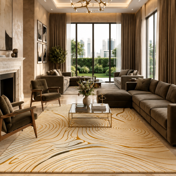 Golden Contour Hand Tufted Wool Rug