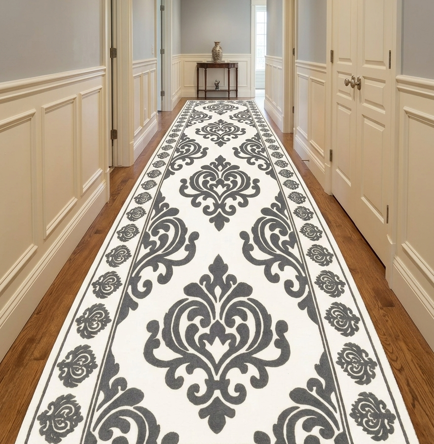 Heritage Noir Damask Hand Tufted Wool Rug