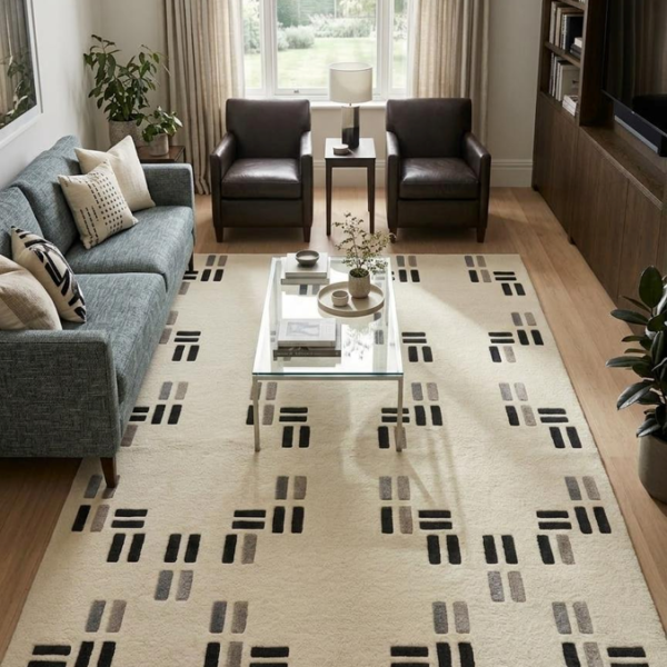 Ivory Code Hand Tufted Wool Rug