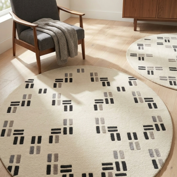 Ivory Code Hand Tufted Wool Rug