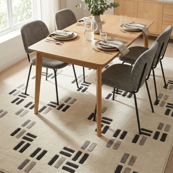 Ivory Code Hand Tufted Wool Rug
