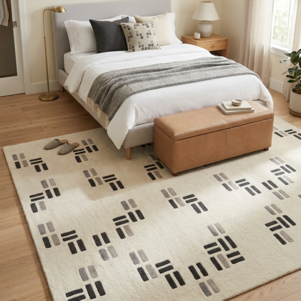 Ivory Code Hand Tufted Wool Rug