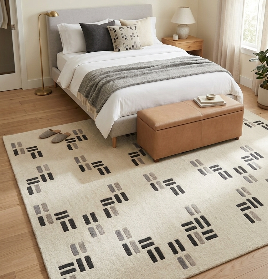 Ivory Code Hand Tufted Wool Rug