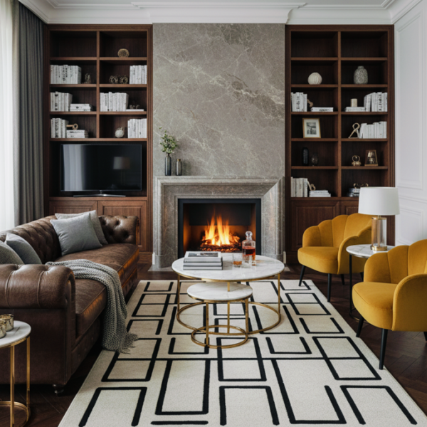 Linear Maze Hand Tufted Wool Rug
