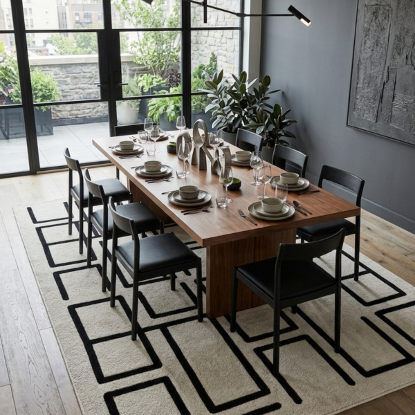 Linear Maze Hand Tufted Wool Rug