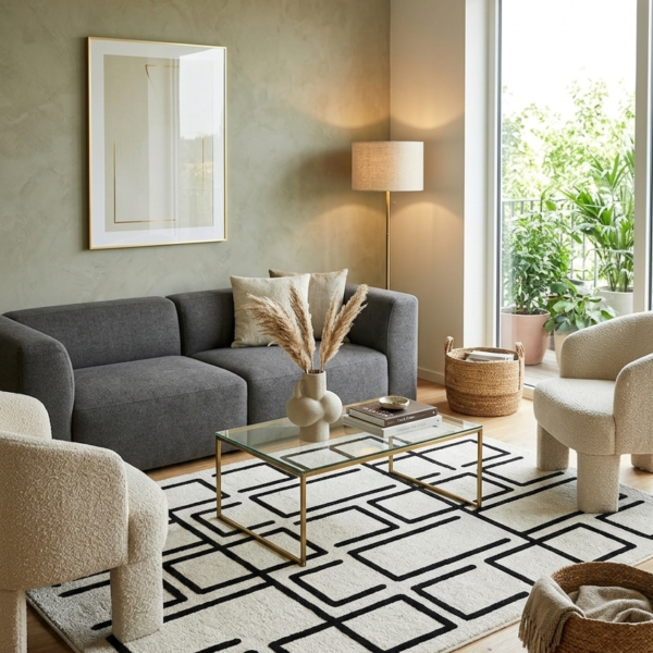 Linear Maze Hand Tufted Wool Rug