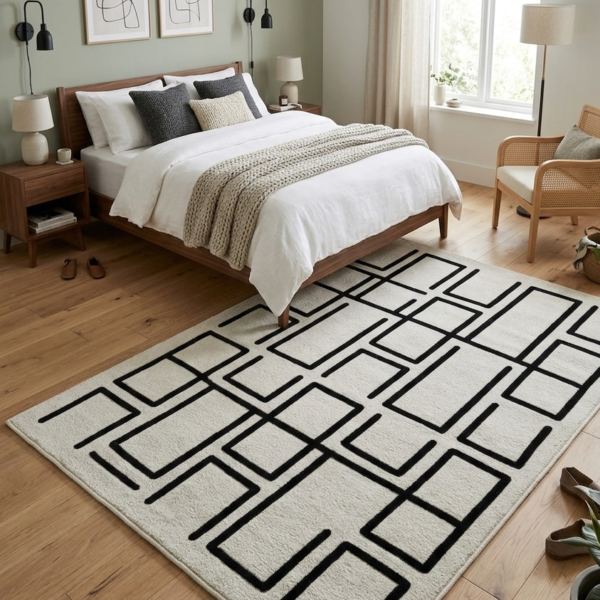 Linear Maze Hand Tufted Wool Rug