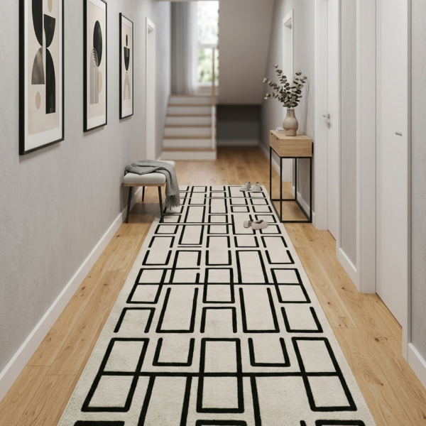 Linear Maze Hand Tufted Wool Rug