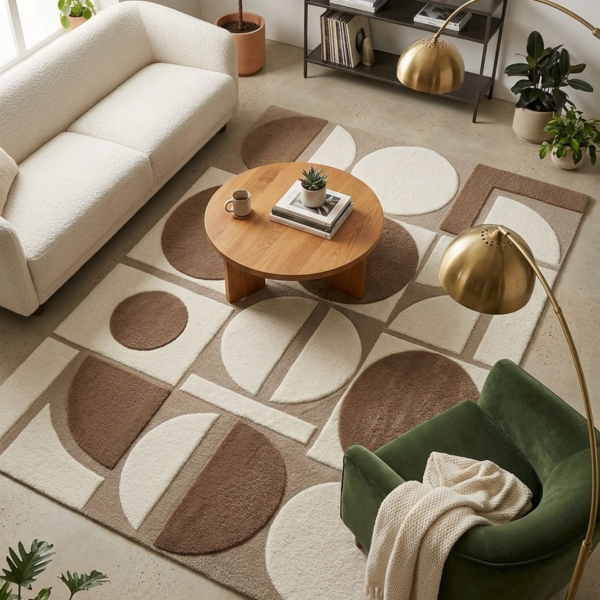 Mocha Mosaic Hand Tufted Wool Rug