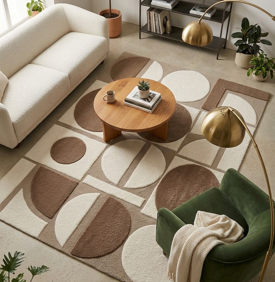 Mocha Mosaic Hand Tufted Wool Rug