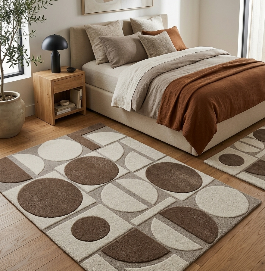 Mocha Mosaic Hand Tufted Wool Rug