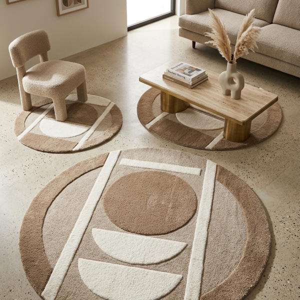 Mocha Mosaic Hand Tufted Wool Rug