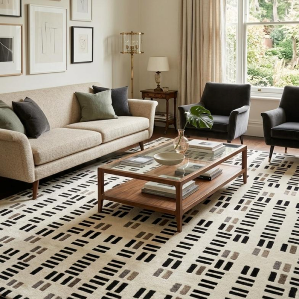 Monochrome Rhythm Hand Tufted Wool Rug
