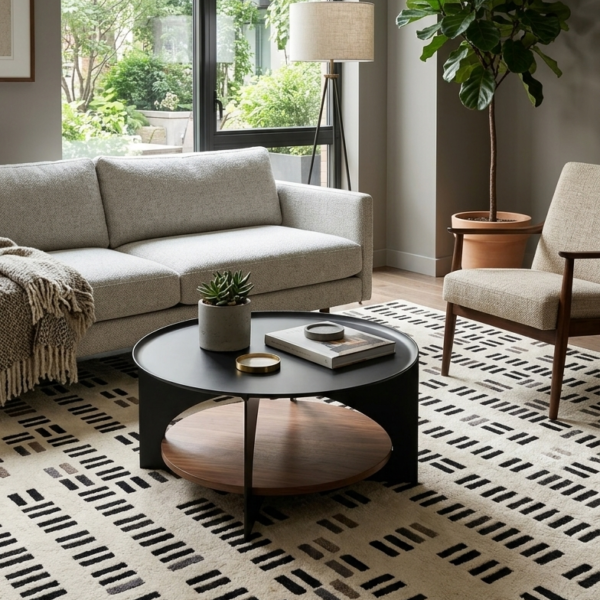 Monochrome Rhythm Hand Tufted Wool Rug
