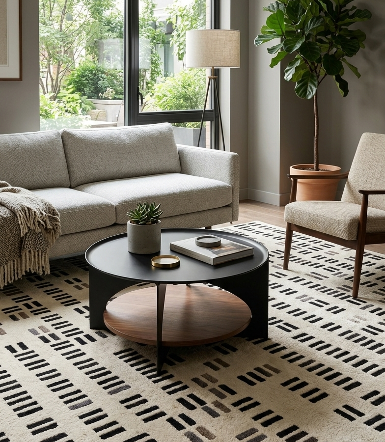 Monochrome Rhythm Hand Tufted Wool Rug