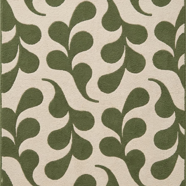Olive Green Abstract Botanical Area Rug