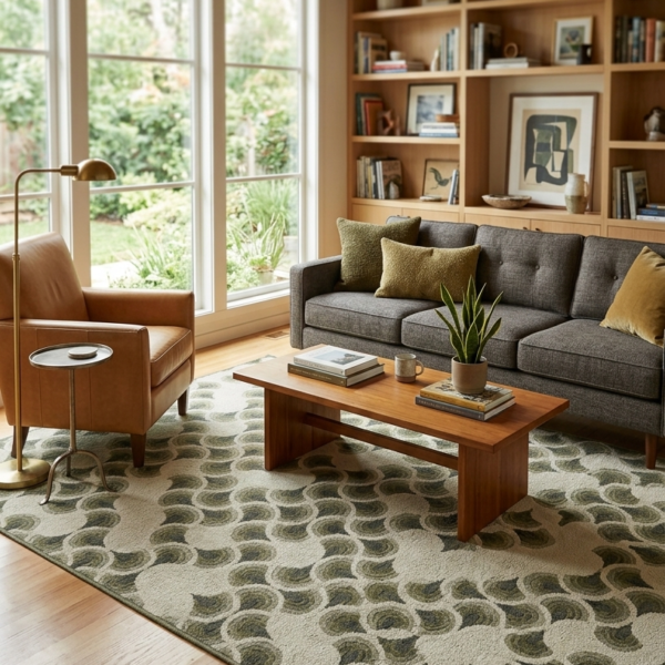 Olive & Sage Scallop Hand Tufted Wool Rug