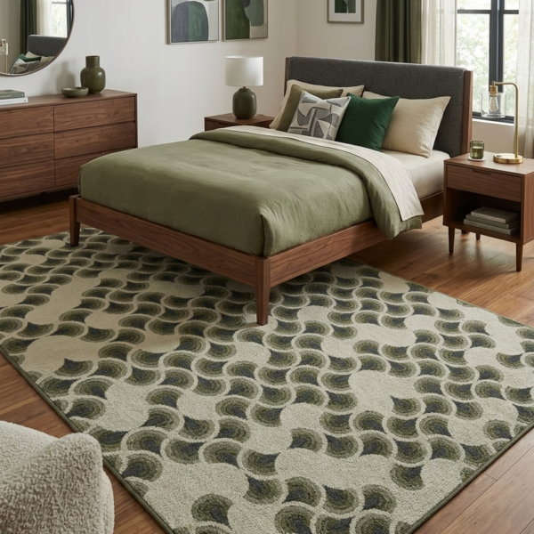 Olive & Sage Scallop Hand Tufted Wool Rug
