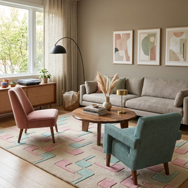 Pastel Pathways Hand Tufted Wool Rug 5