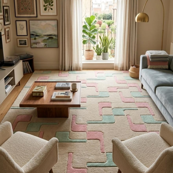 Pastel Pathways Hand Tufted Wool Rug 1