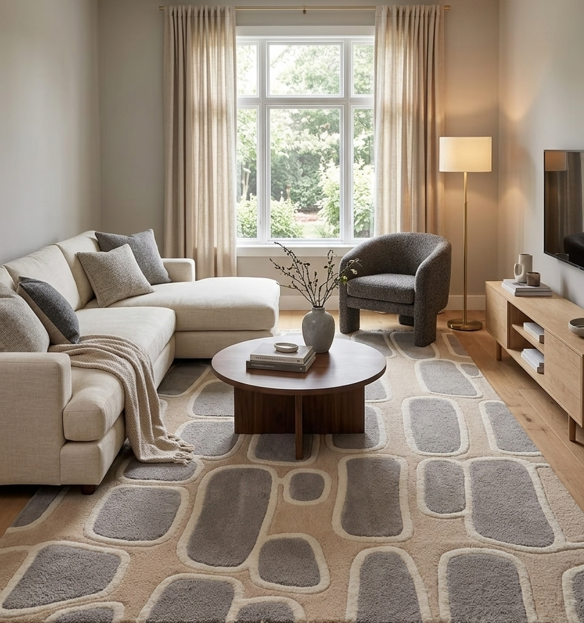 Pebble Contour Hand Tufted Wool Rug