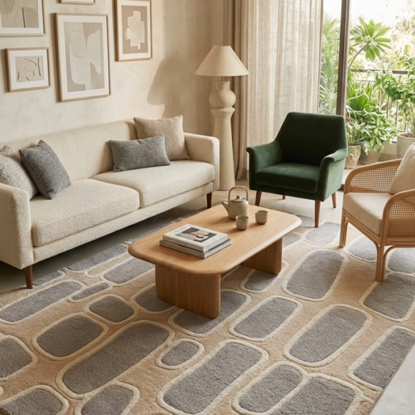 Pebble Contour Hand Tufted Wool Rug