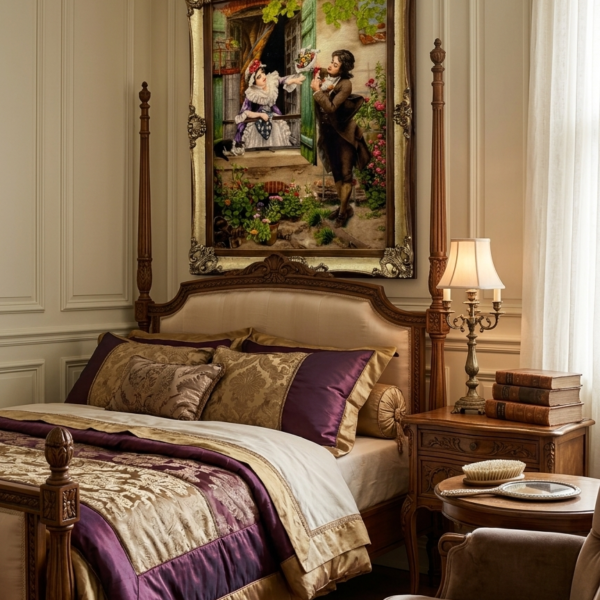 Persian-Style Figurative Rug / Wall Tapestry – Romantic Garden Scene