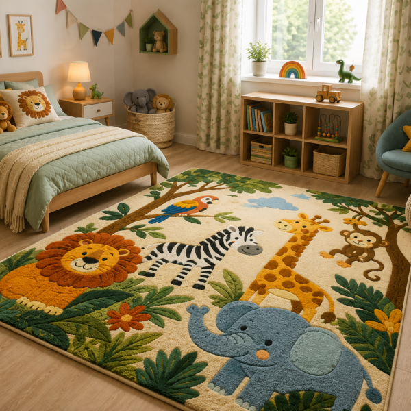 Safari Pals Animal Print Kids Rug