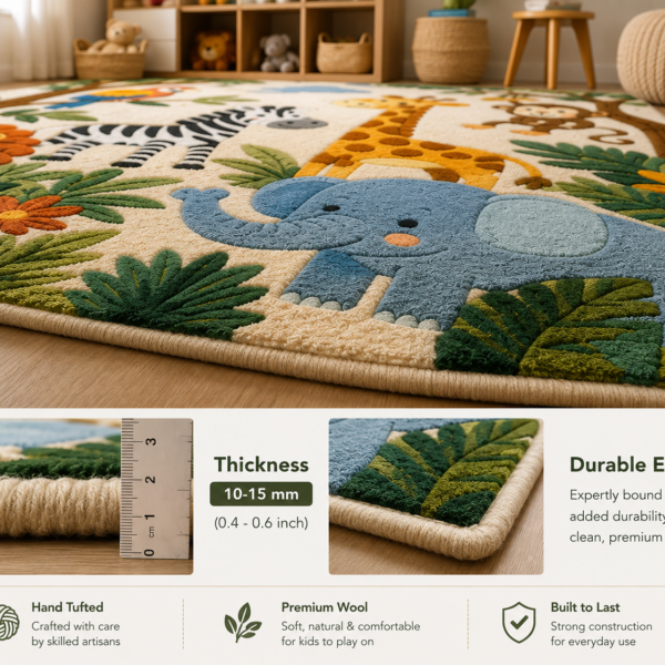 Safari Pals Animal Print Kids Rug